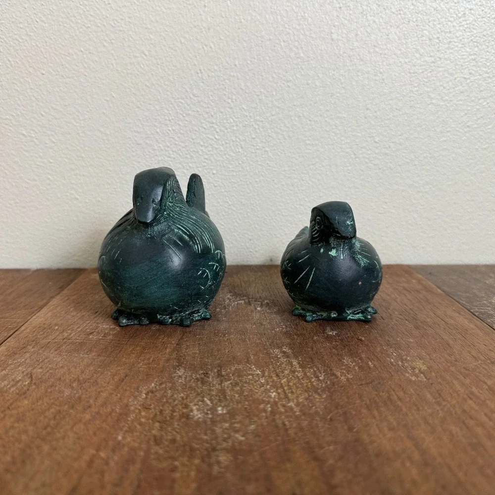 Vintage‎ Metal Green Patina Asian Decorative Bird Figurines